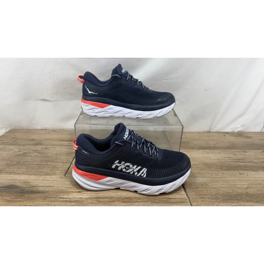 Hoka One One Bondi 7 Womens 8 Running Shoes Blue Black 1110519 BIBBL